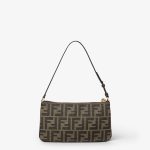 FENDI Flat Baguette Pouch Tobacco brown FF jacquard fabric pouch - Image 2